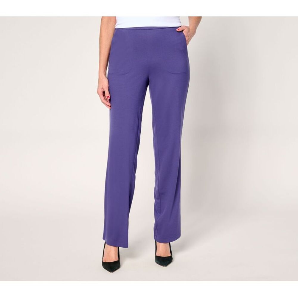 SUNNYLiFE Women's Pants Sz L Tall Go To Knit Straight-Leg Purple